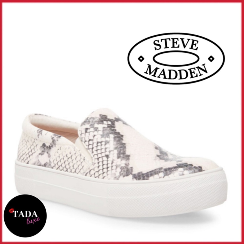 NEW. Steve Madden Slip-On Sneakers. Beige Snake